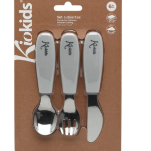 Talheres de aço e silicone cinza NOVO