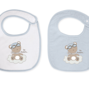 Conjunto de 2 babadores Dreamy Flight em tecido atoalhado azul